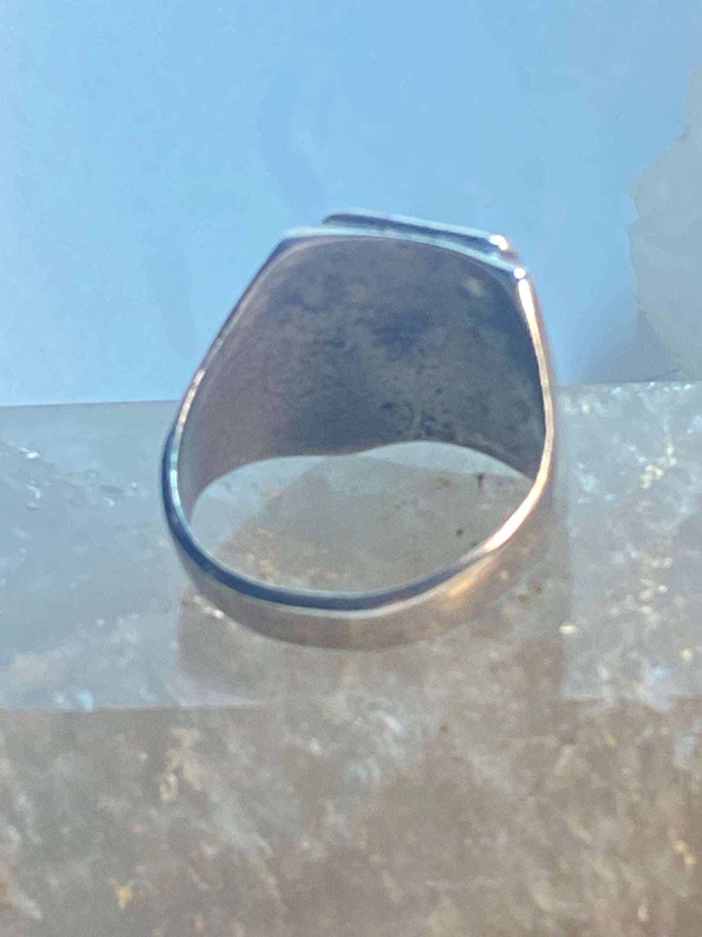 Zuni ring size 11.25 turquoise coral onyx MOP southwest sterling silver men women