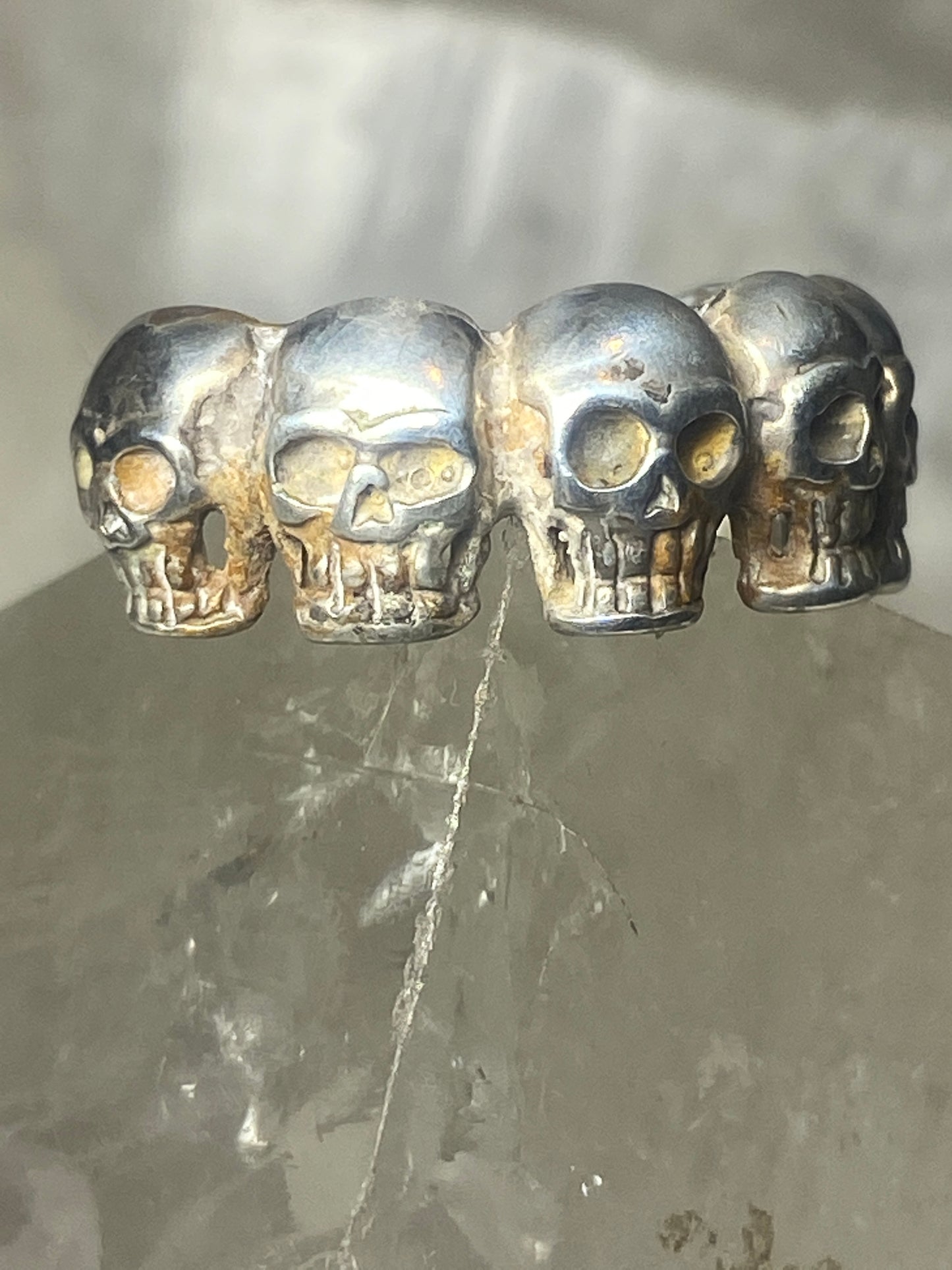 Skull ring skulls band sterling silver biker women men