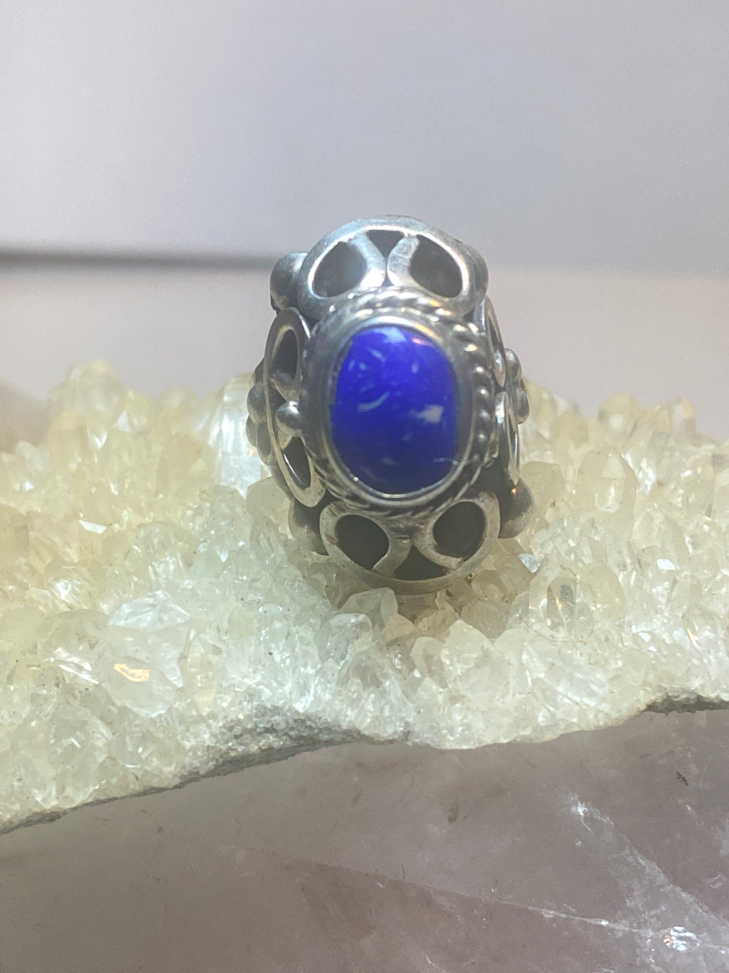 Poison ring blue lapis ? Mexico sterling silver pinky  women girls