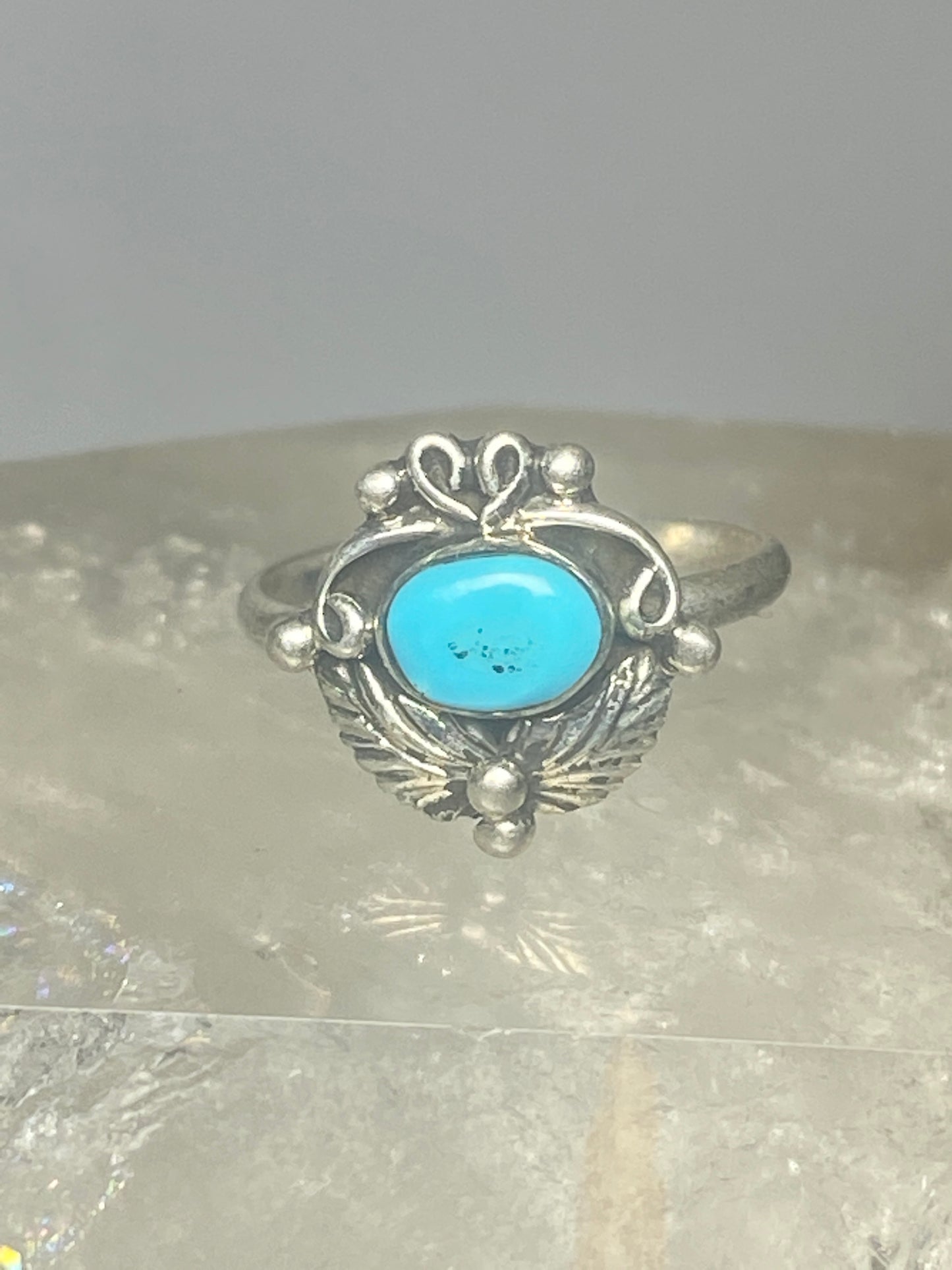 Turquoise ring leaves band southwest sterling silver women girls m
