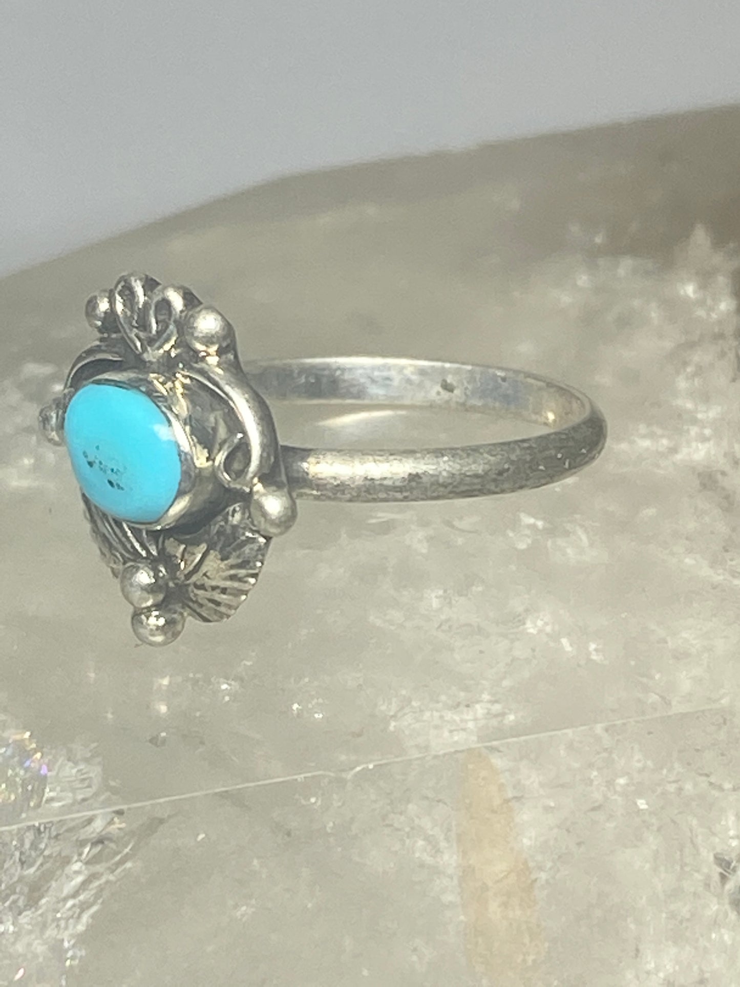 Turquoise ring leaves band southwest sterling silver women girls m