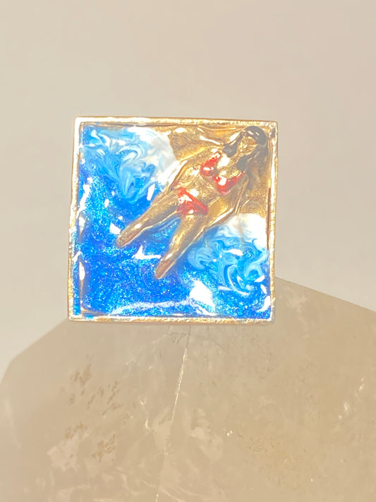 Swimmer ring summer beach band sterling silver women girls