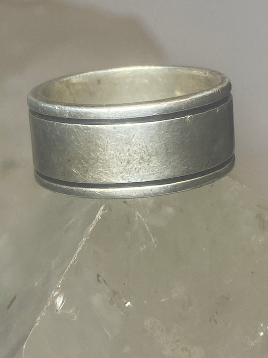 Plain wide ring wedding band Sterling Silver men women