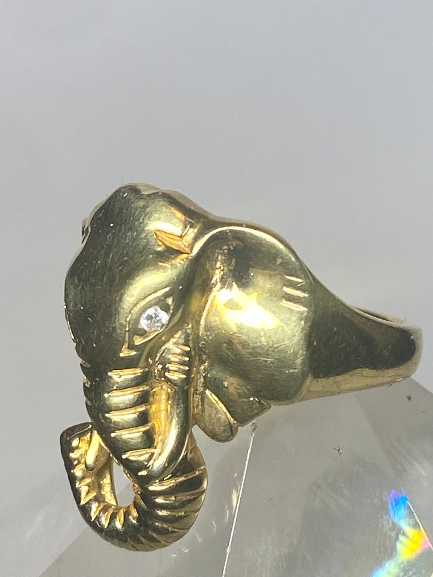 Elephant ring size 7 sterling silver women unknown overlay goldish in color