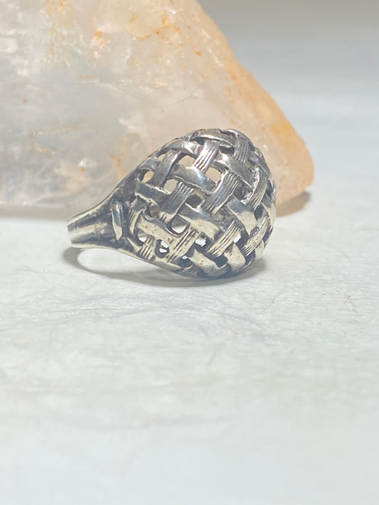 Dome ring Bubble weave band sterling silver women girls