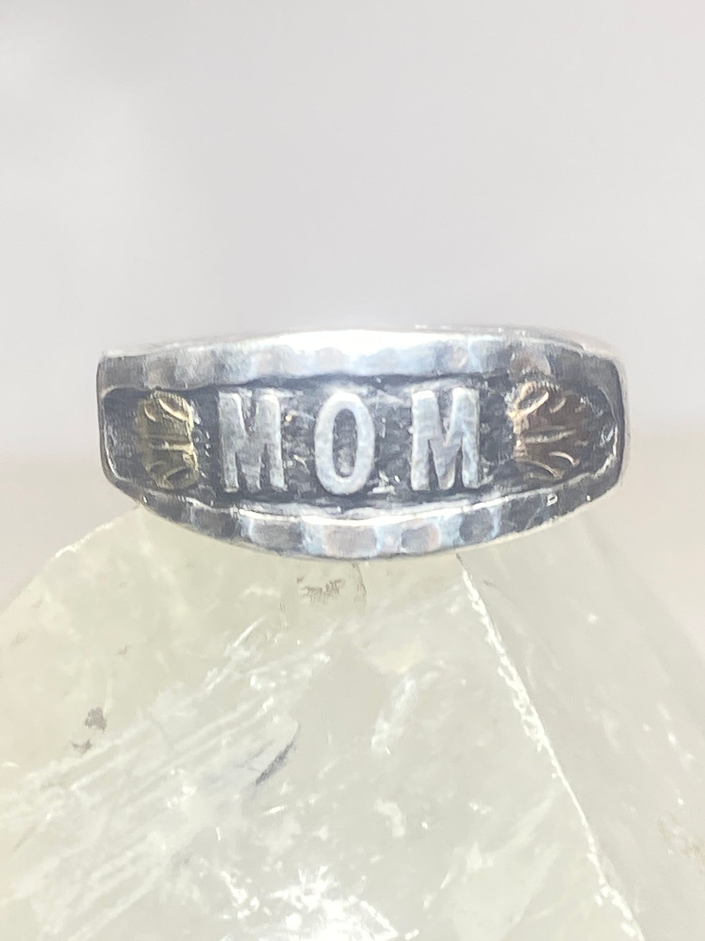 Mom ring size 6.25 Black Hills Gold leaves  Mothers Day band sterling silver women