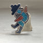 Kachina ring turquoise coral chips southwest sterling silver women girls