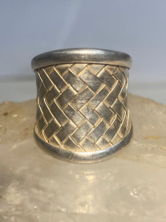 Cigar band size 4.75 woven ring sterling silver women
