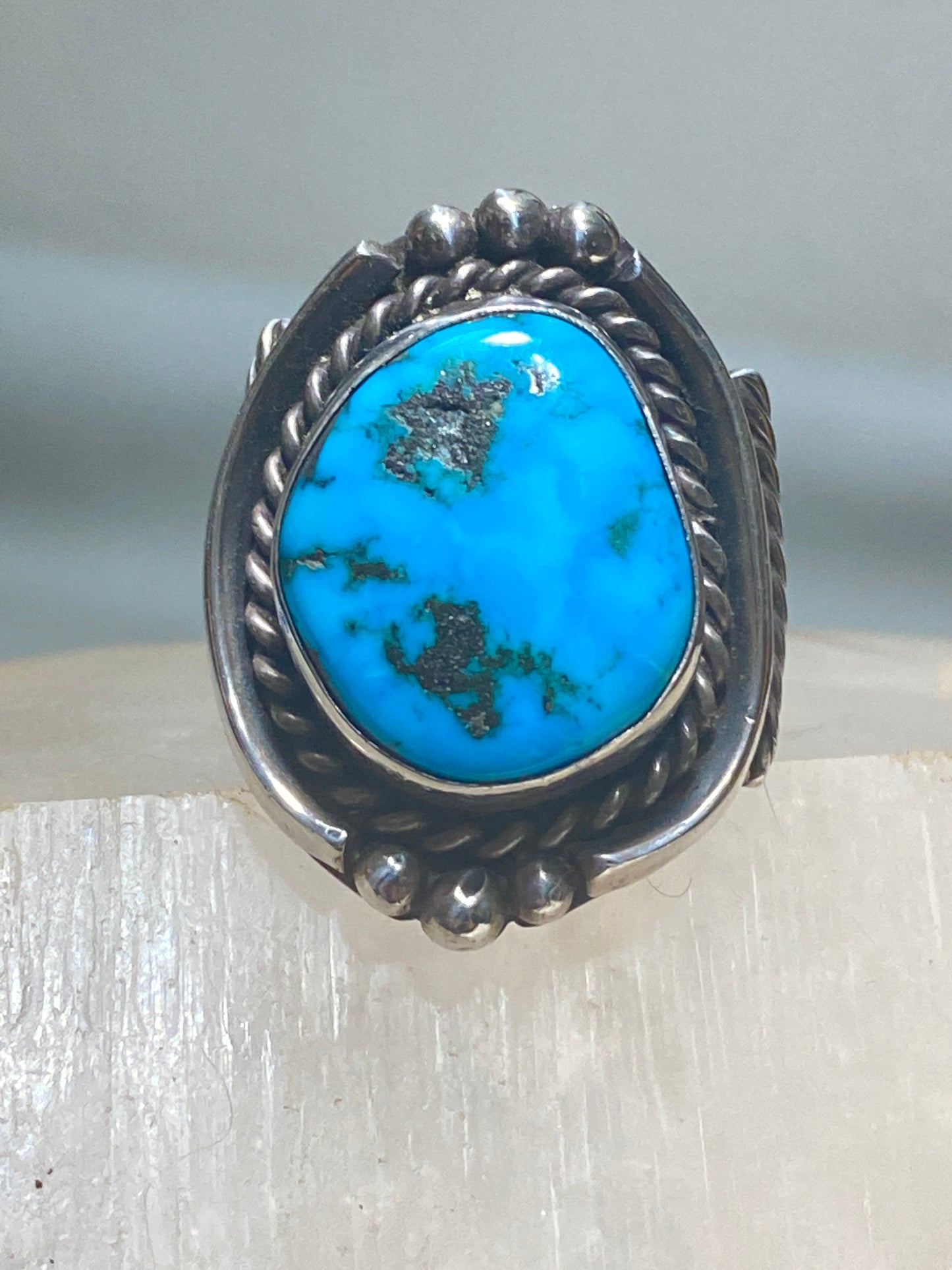 Turquoise ring Navajo sterling silver women men