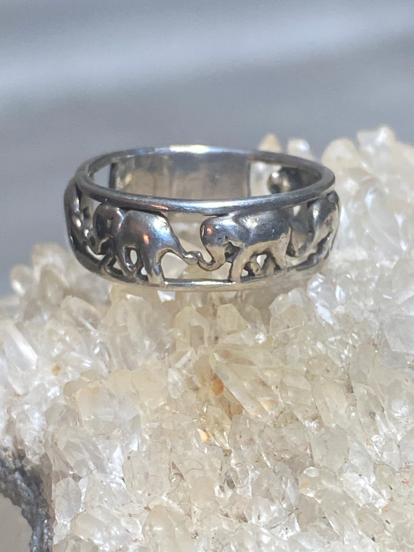 Elephant ring size 6.75 elephants parade band sterling silver women girls