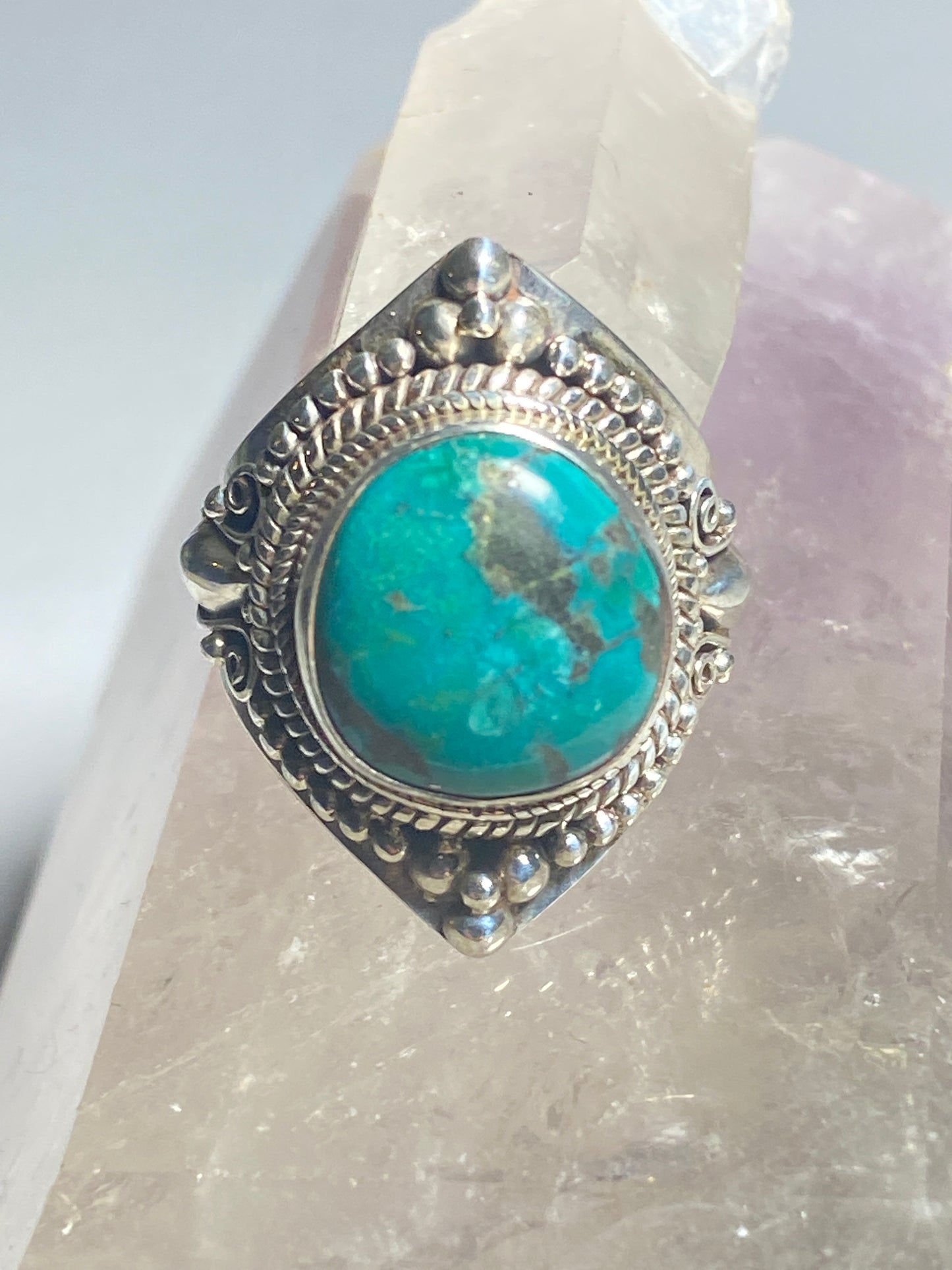 Turquoise ring twist sterling silver women men