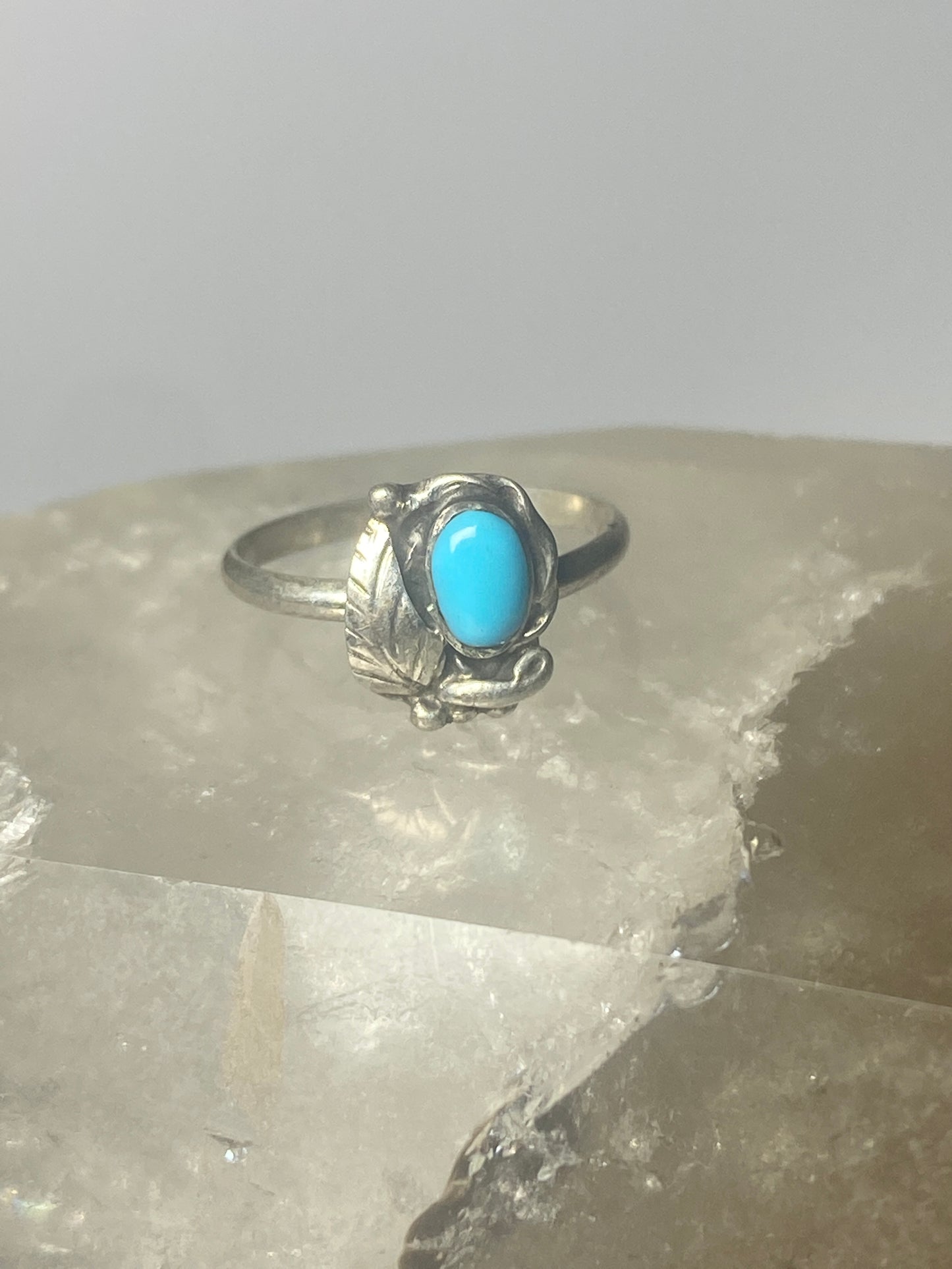 Turquoise ring leaves band southwest sterling silver women girls l