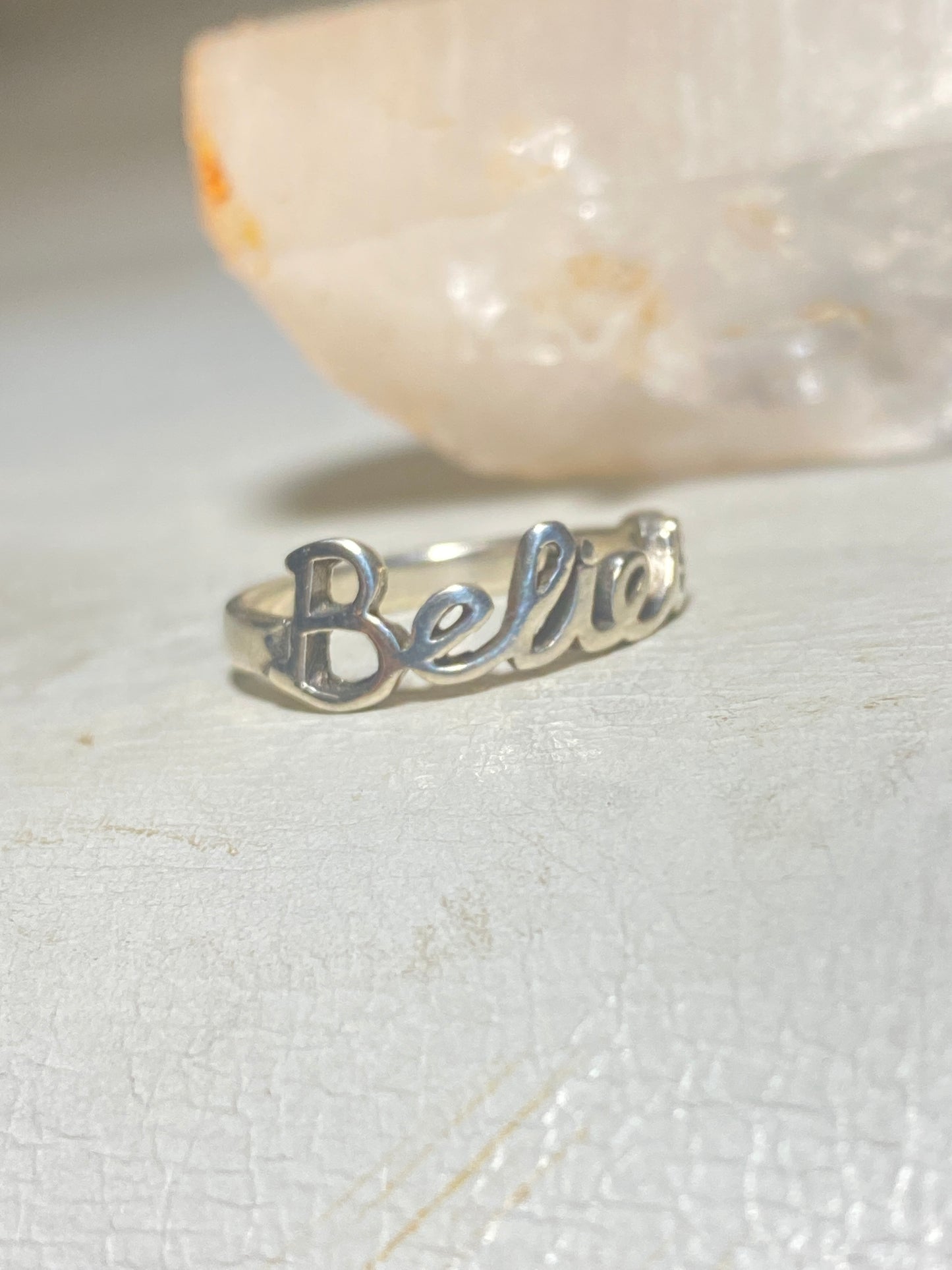 Believe ring word band sterling silver women girls