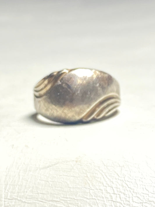 Cigar band size 5.75 ring pinky mid century sterling silver women