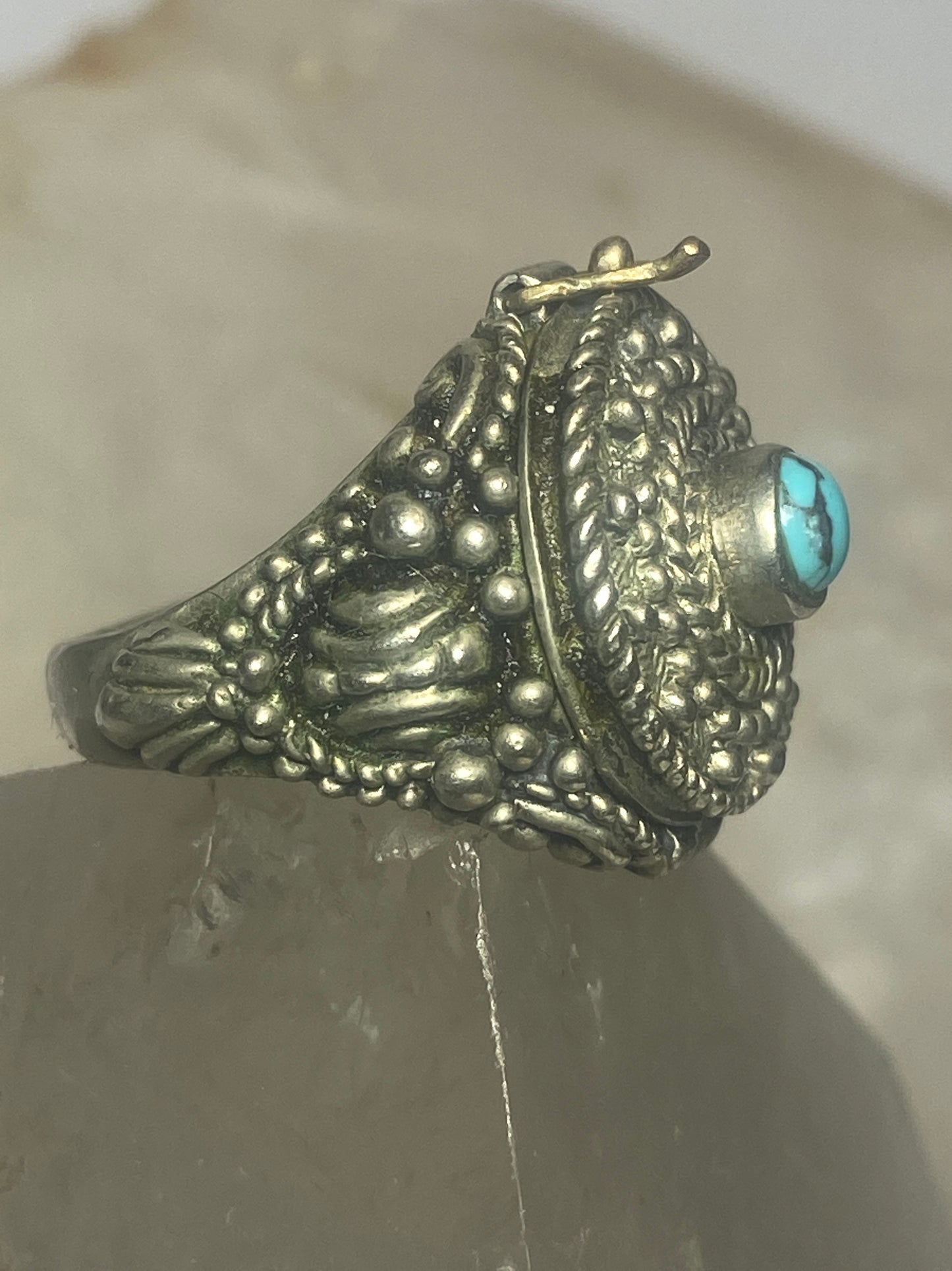 Poison ring boho turquoise sterling silver women