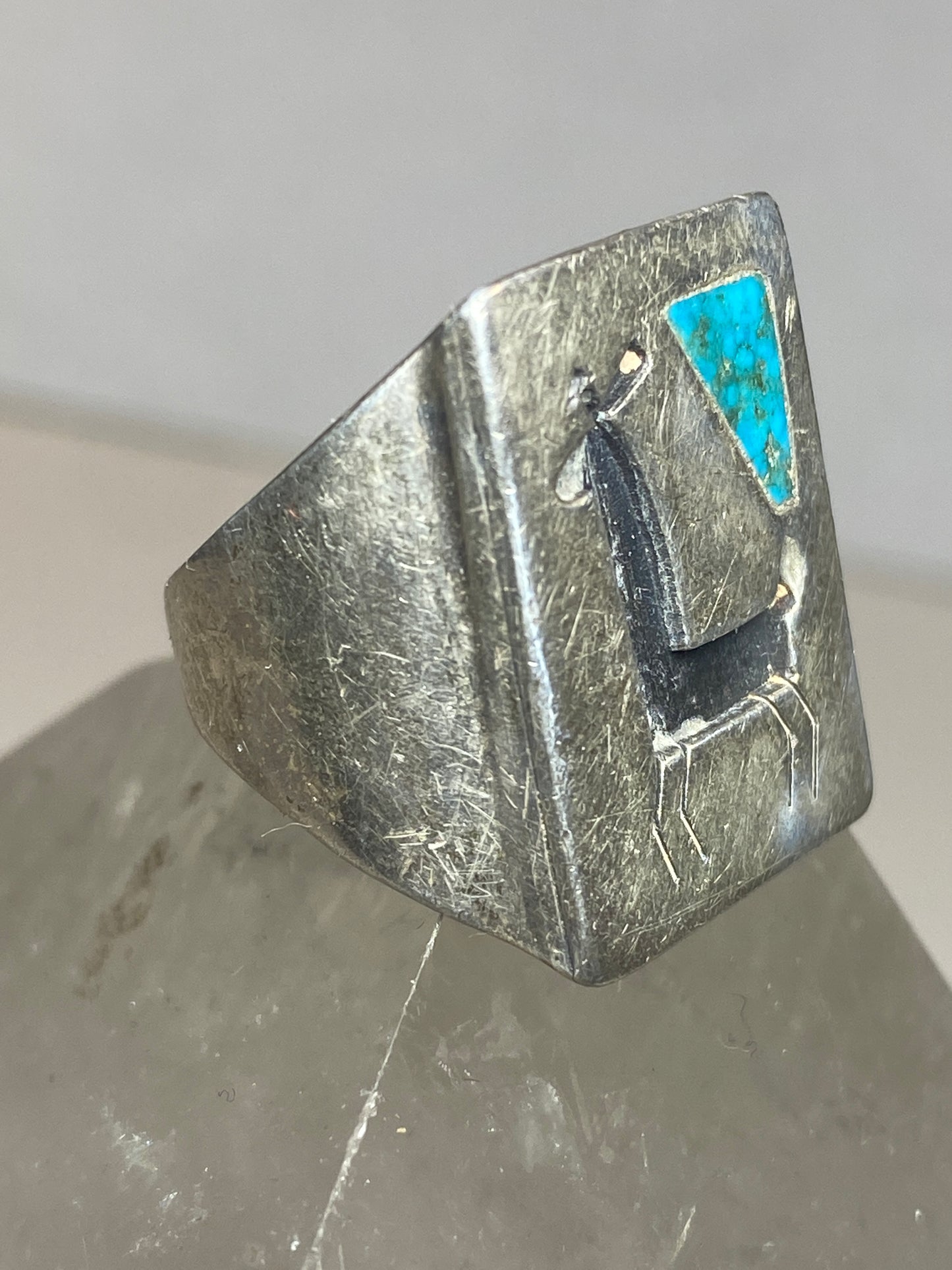 Deer ? ring turquoise tribal animal southwest band sterling silver women