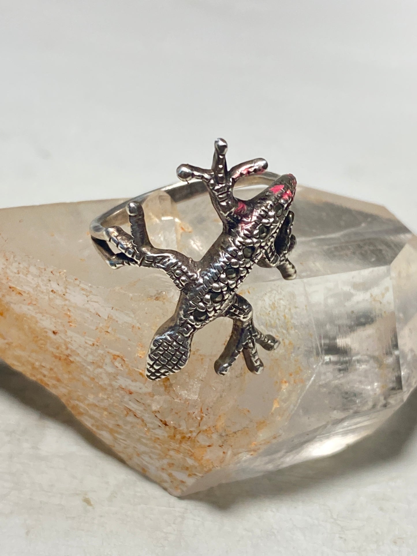 Lizard ring marcasites band sterling silver women girls