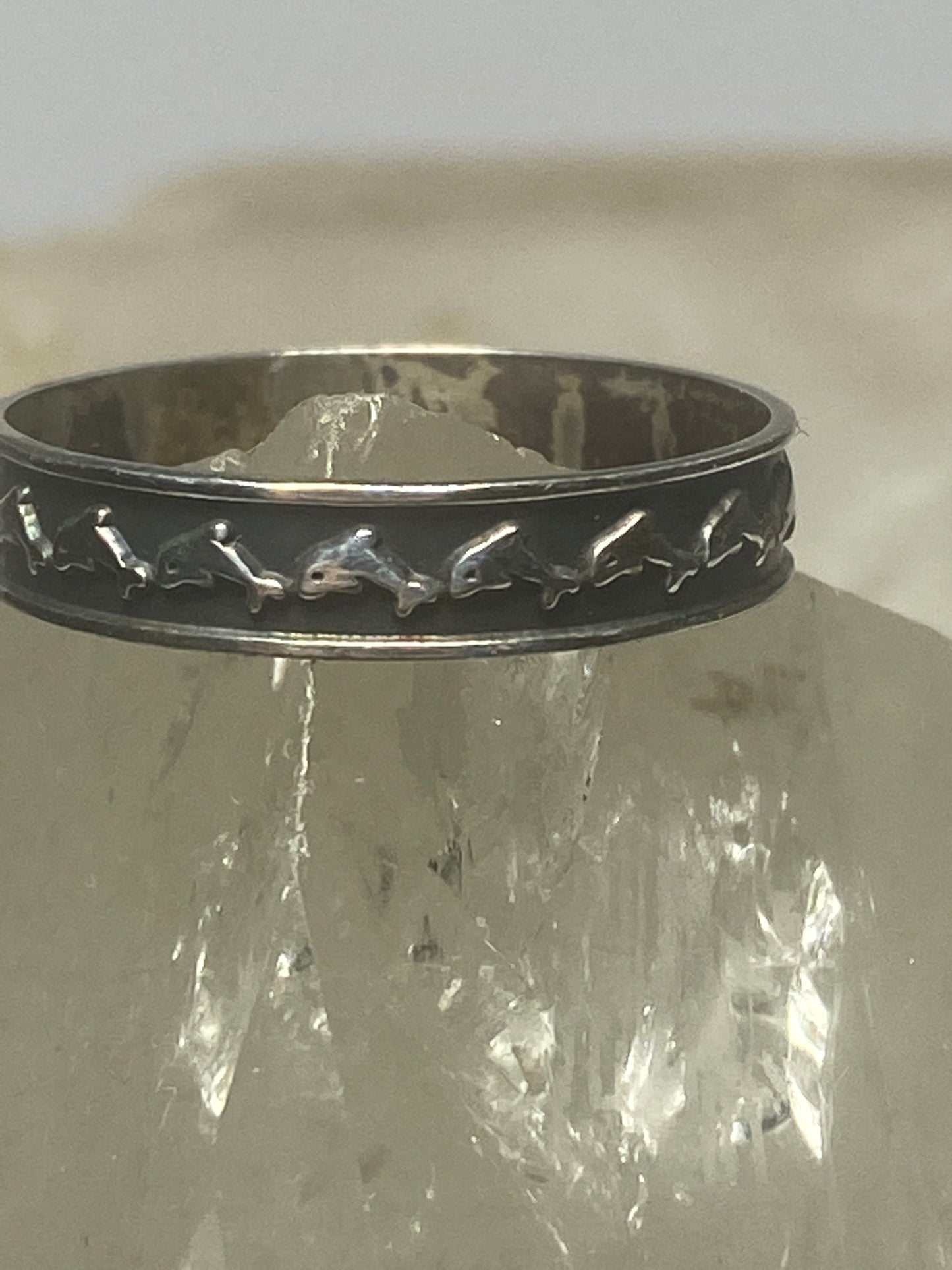 Dolphin  ring dolphins band stacker sterling silver women men boys