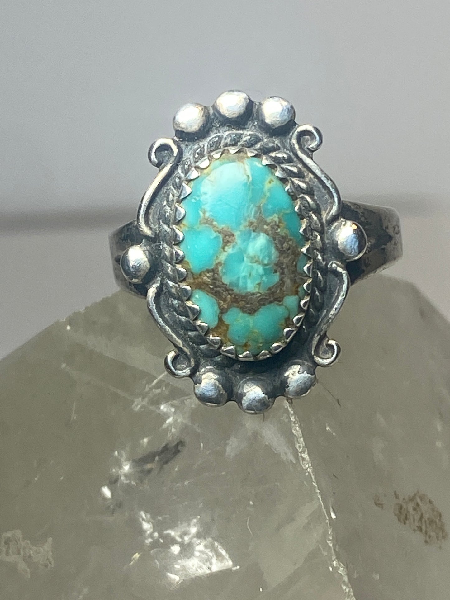 Turquoise ring sterling silver pinky Navajo southwest