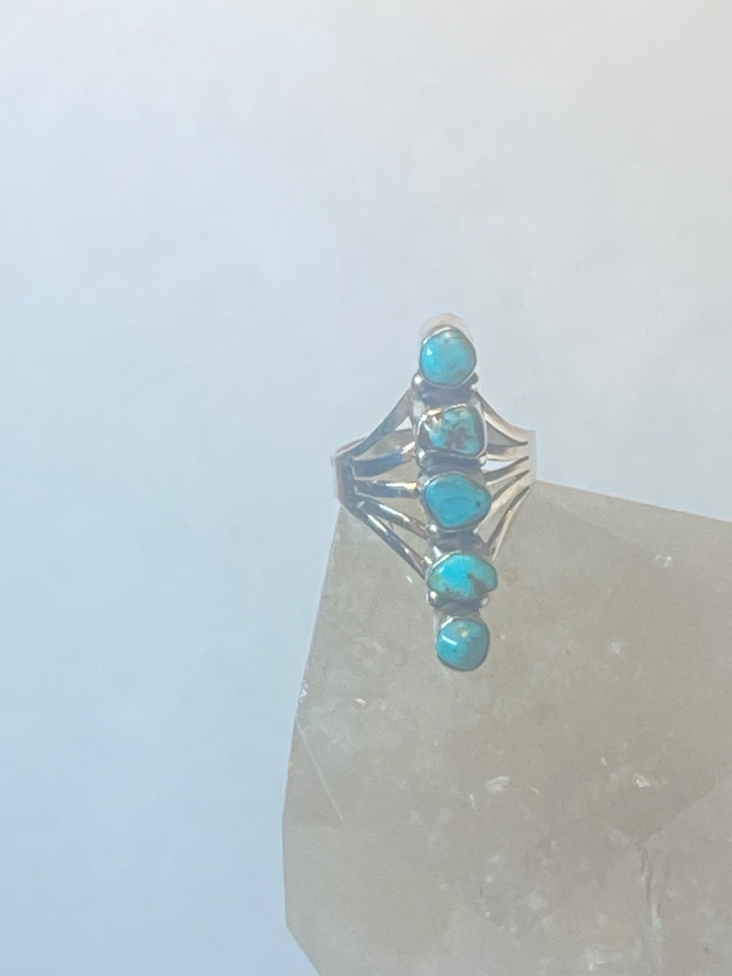 Turquoise ring long southwest sterling silver women girls