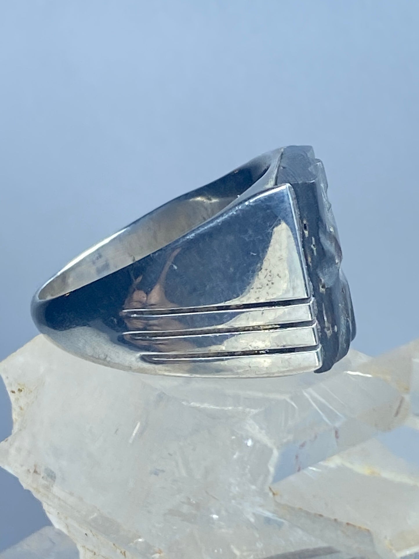 Abalone Ring Mexico mid century sterling silver women