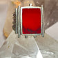 Red ring size 7.75 mid century sterling silver women men