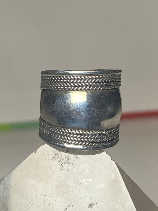 Cigar band ring size 5 rope design sterling silver women girls
