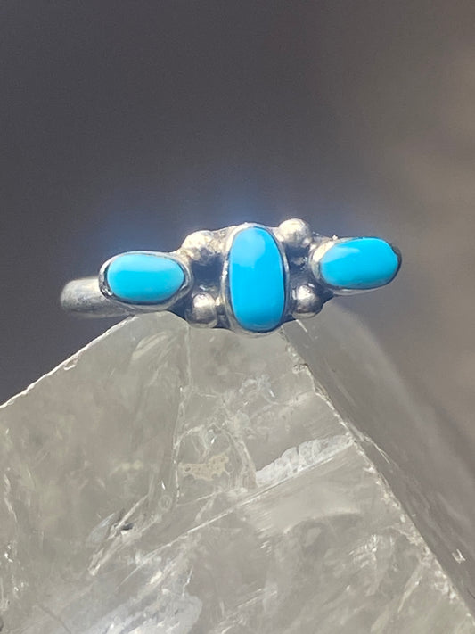 Turquoise Ring petite point southwest pinky sterling silver women girl dl