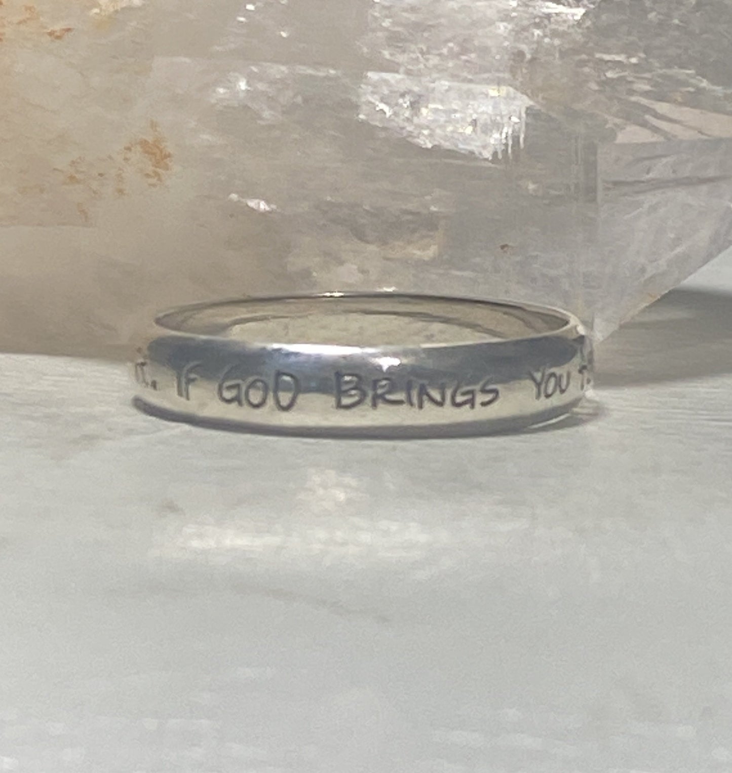 Religious ring If God brings you to it, He will bring you through it band sterling silver women girls