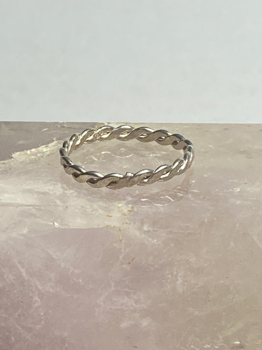 Rope ring twisted rope stacker band sterling silver women