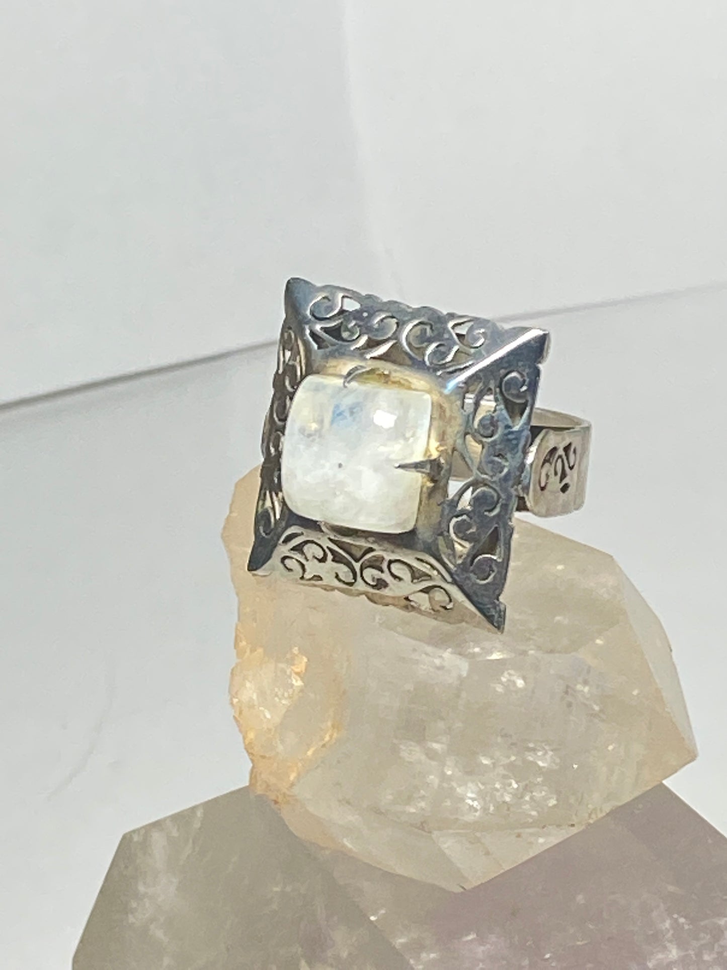 Moonstone Ring large square sterling silver women