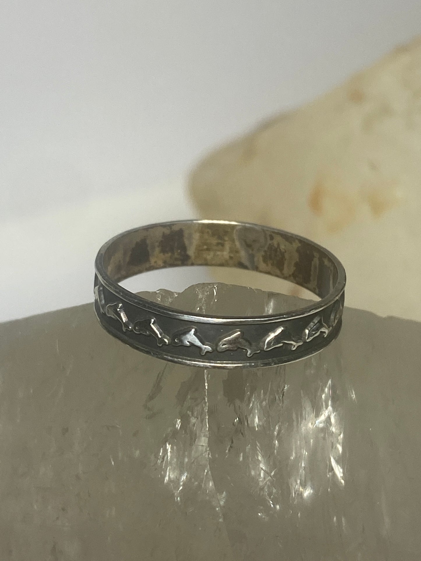 Dolphin  ring dolphins band stacker sterling silver women men boys