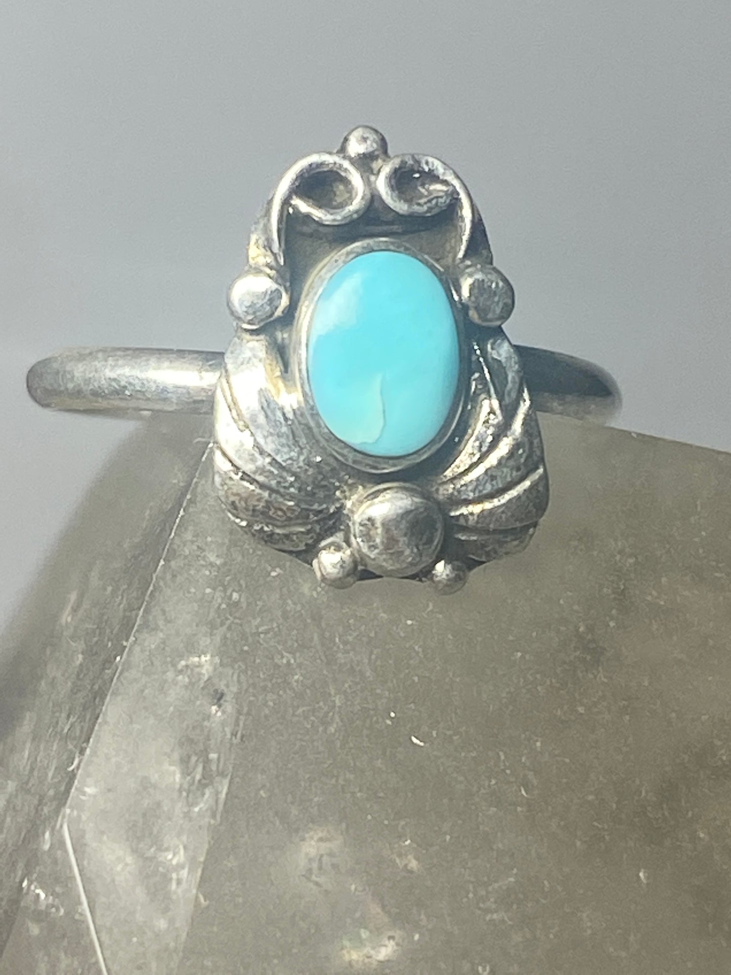 Turquoise ring leaves band southwest sterling silver women girls g