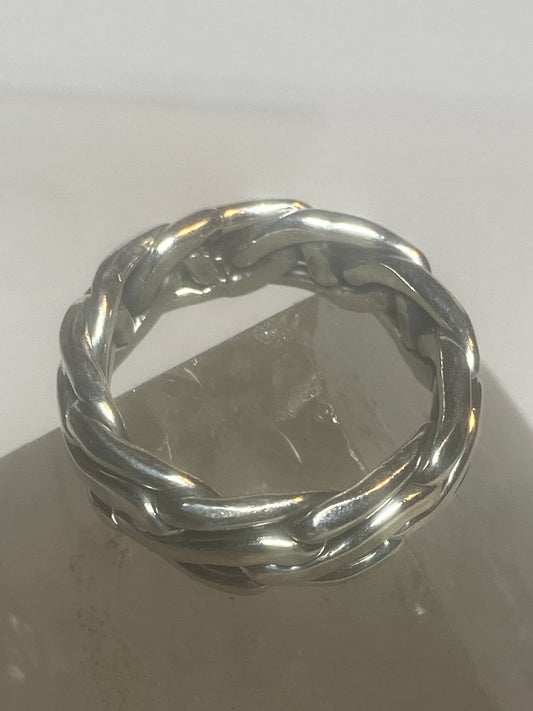 Rope ring solid band sterling silver women men