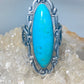 Long Turquoise ring size 6.75  Art Deco Peace sterling silver women girls