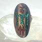 Kokopelli ring size 6.75 turquoise chips coral chips long sterling silver women