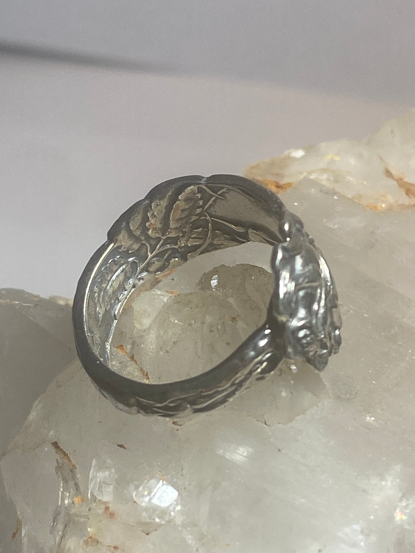 Rose spoon ring flower rose floral band sterling silver women girls