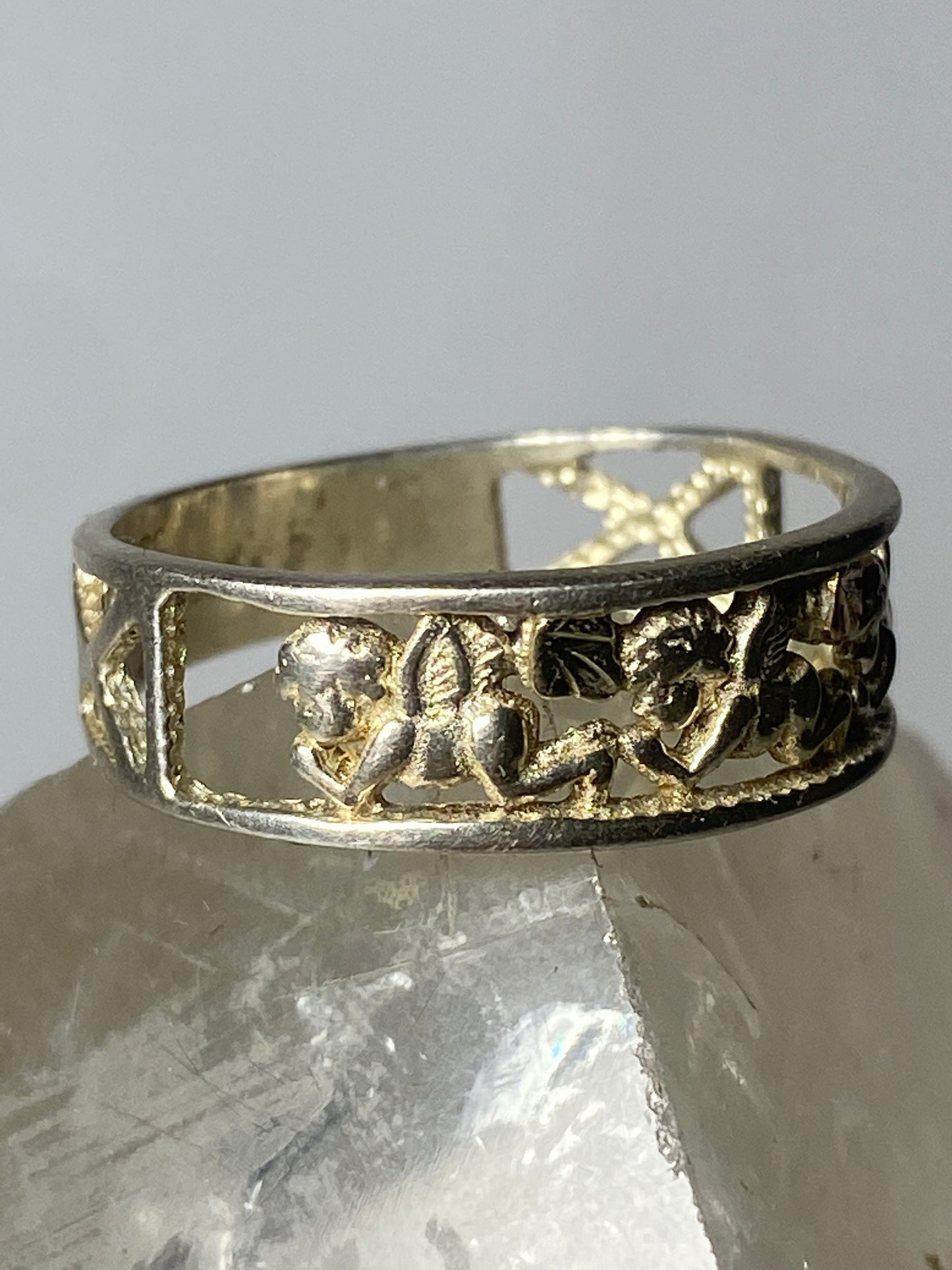 Cherub ring size 8.50 cupid Black Hills Gold sterling silver 12K women girls