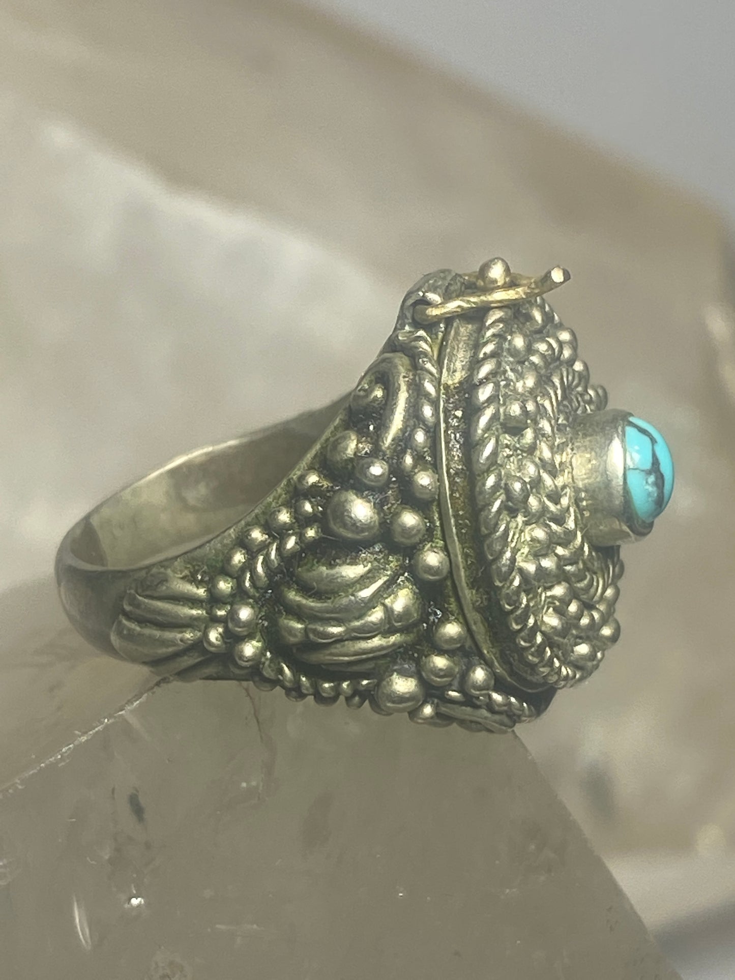 Poison ring boho turquoise sterling silver women