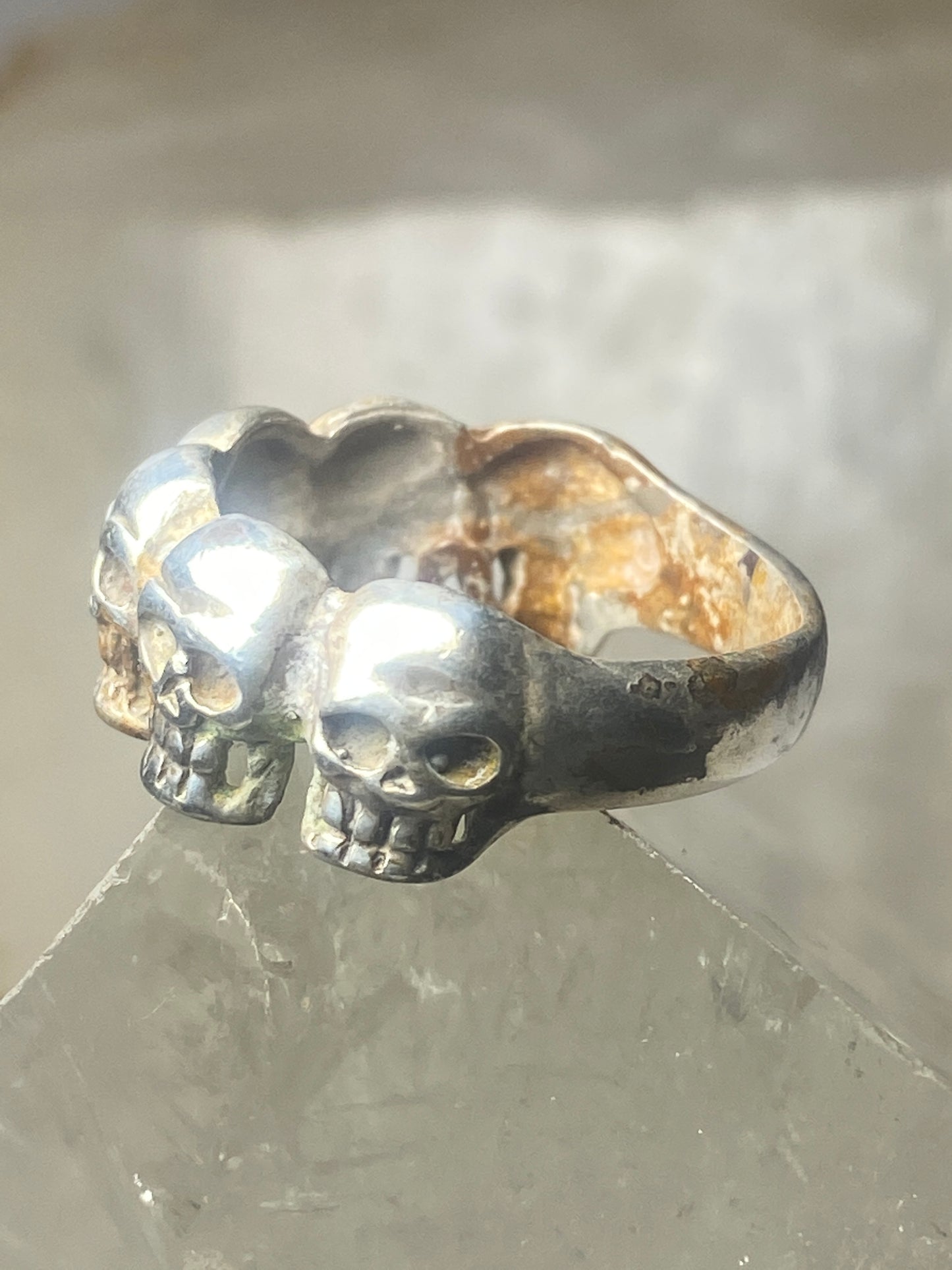 Skull ring skulls band sterling silver biker women men