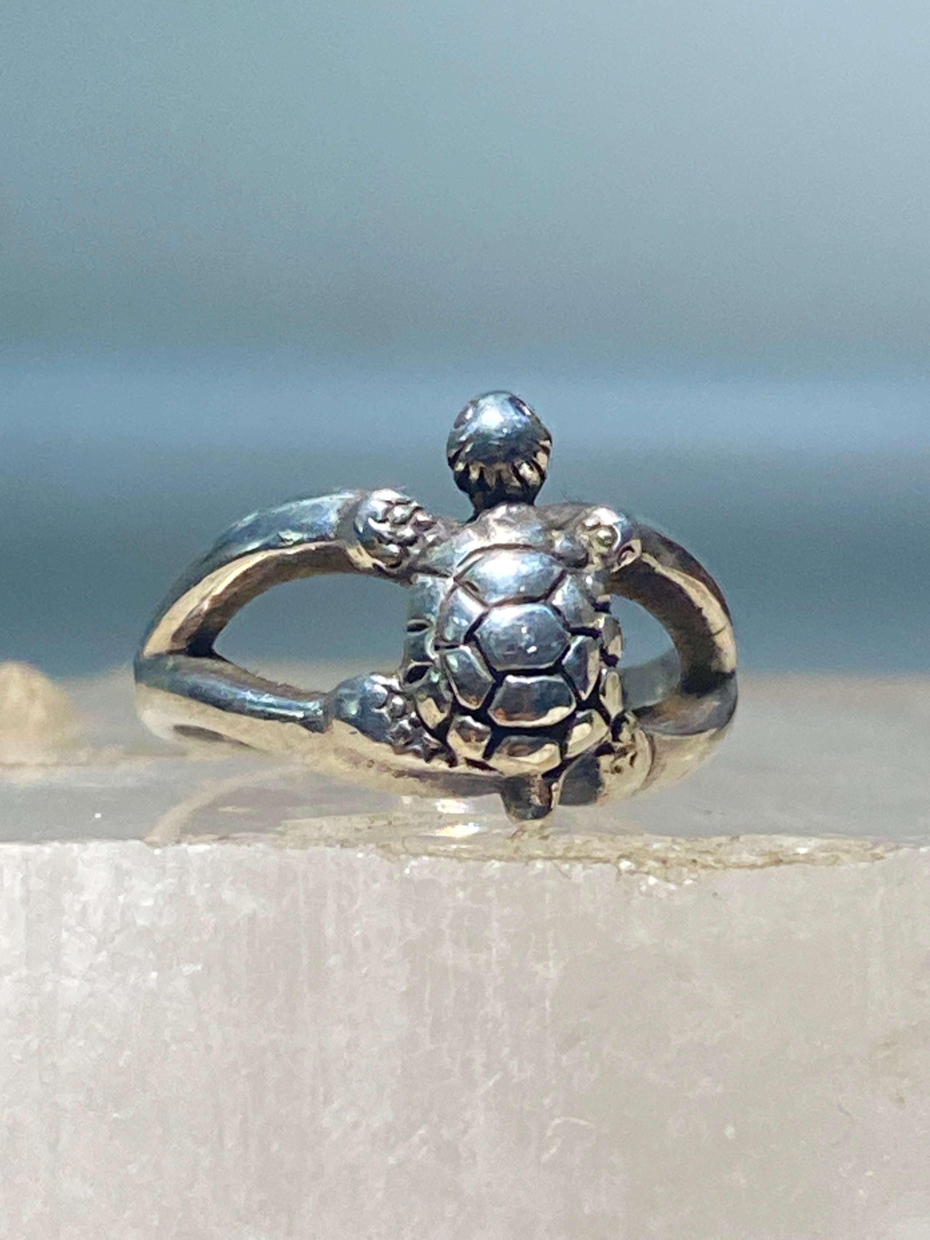 925 Sterling Silver Ocean Sea Turtle Ring Ladies Kids Sizes 4-10 Midi –  Sterling Silver Fashion