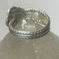 Spoon ring floral band sterling silver women