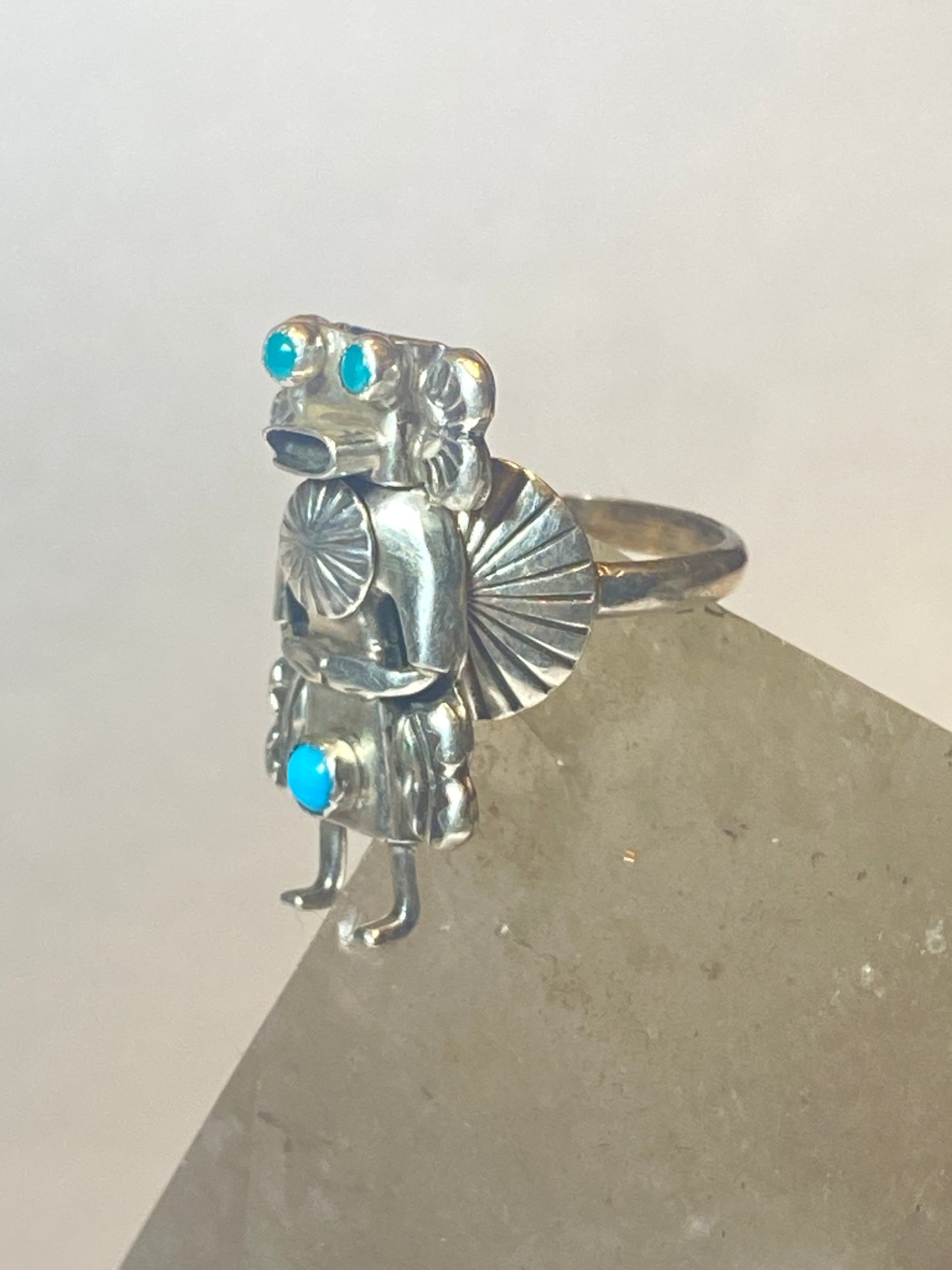 Kachina ring Navajo turquoise sterling silver women