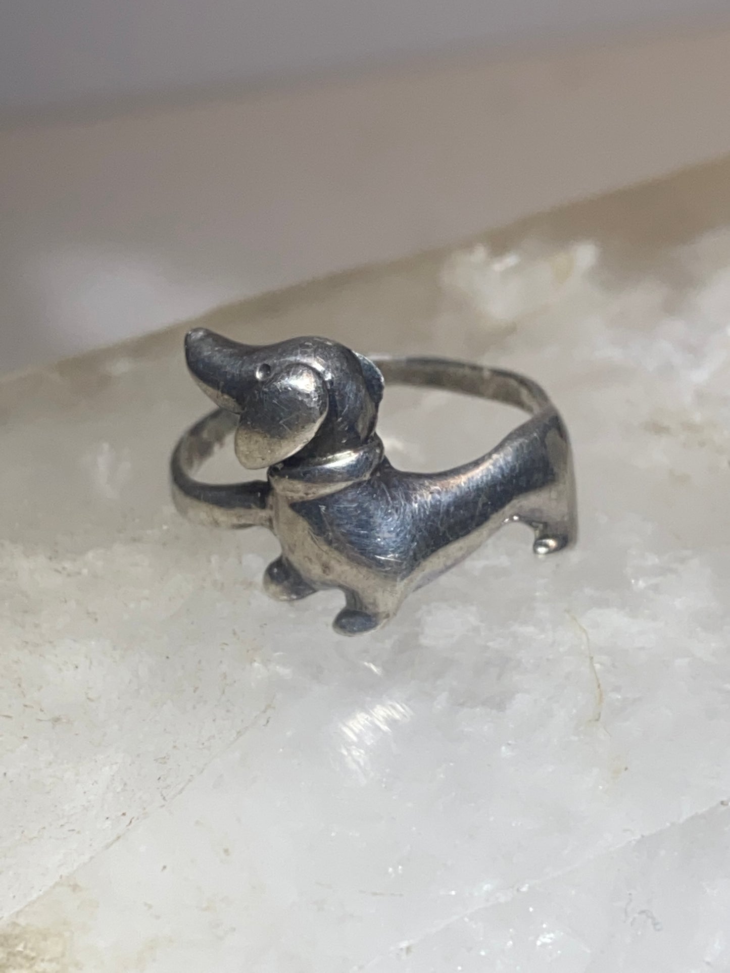 Dachshund ring size 7.50 dog band sterling silver women