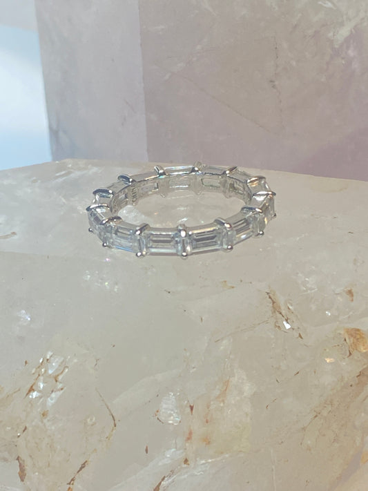 Eternity ring stacker band CZ sterling silver women girls