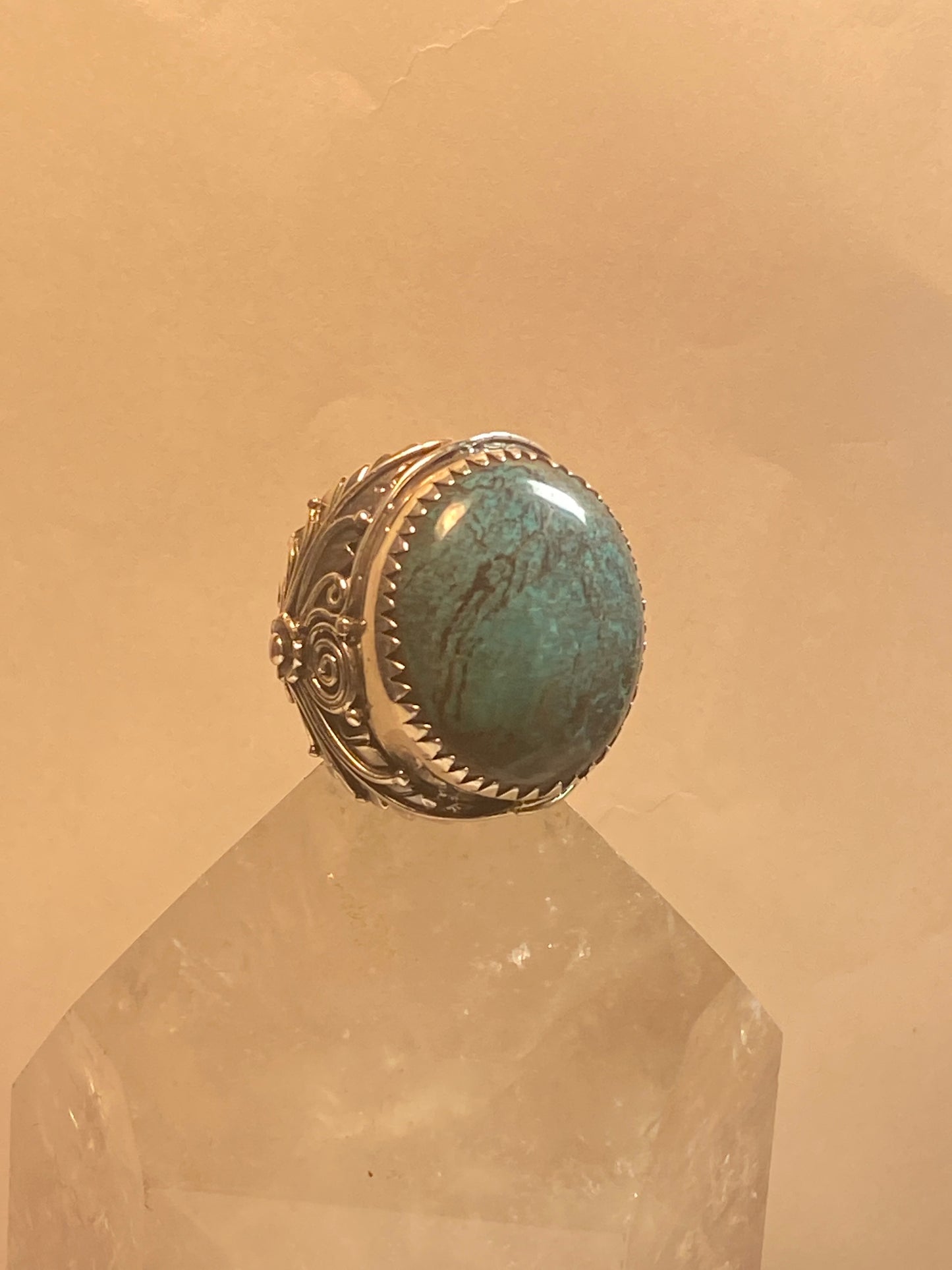 Turquoise ring size 7.50 cigar band sterling silver women men