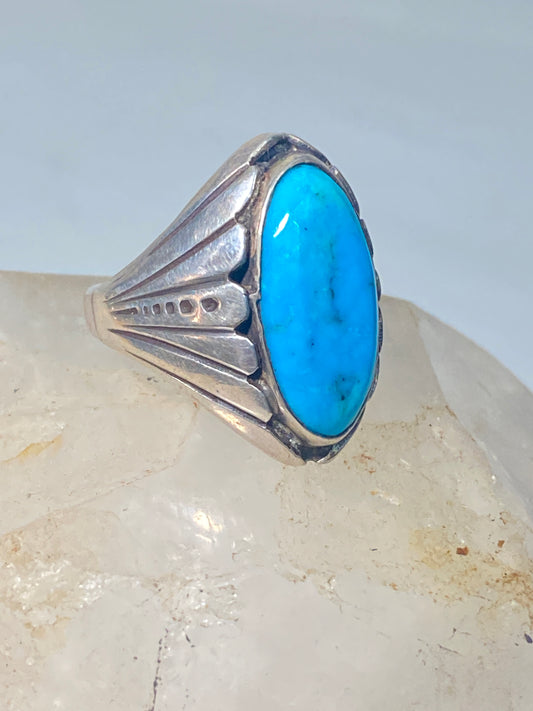 Turquoise ring size 8.25 Navajo long  sterling silver women men