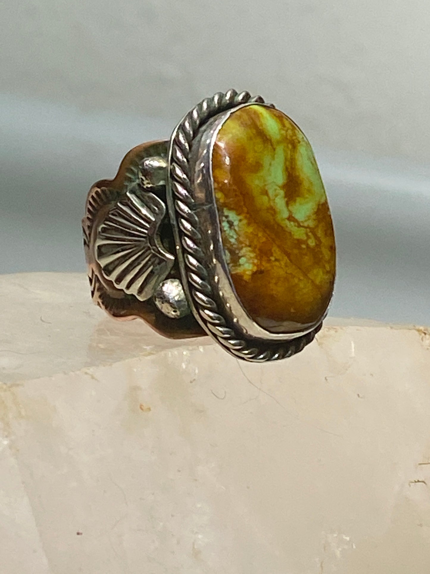Turquoise ring Navajo sterling silver copper women men