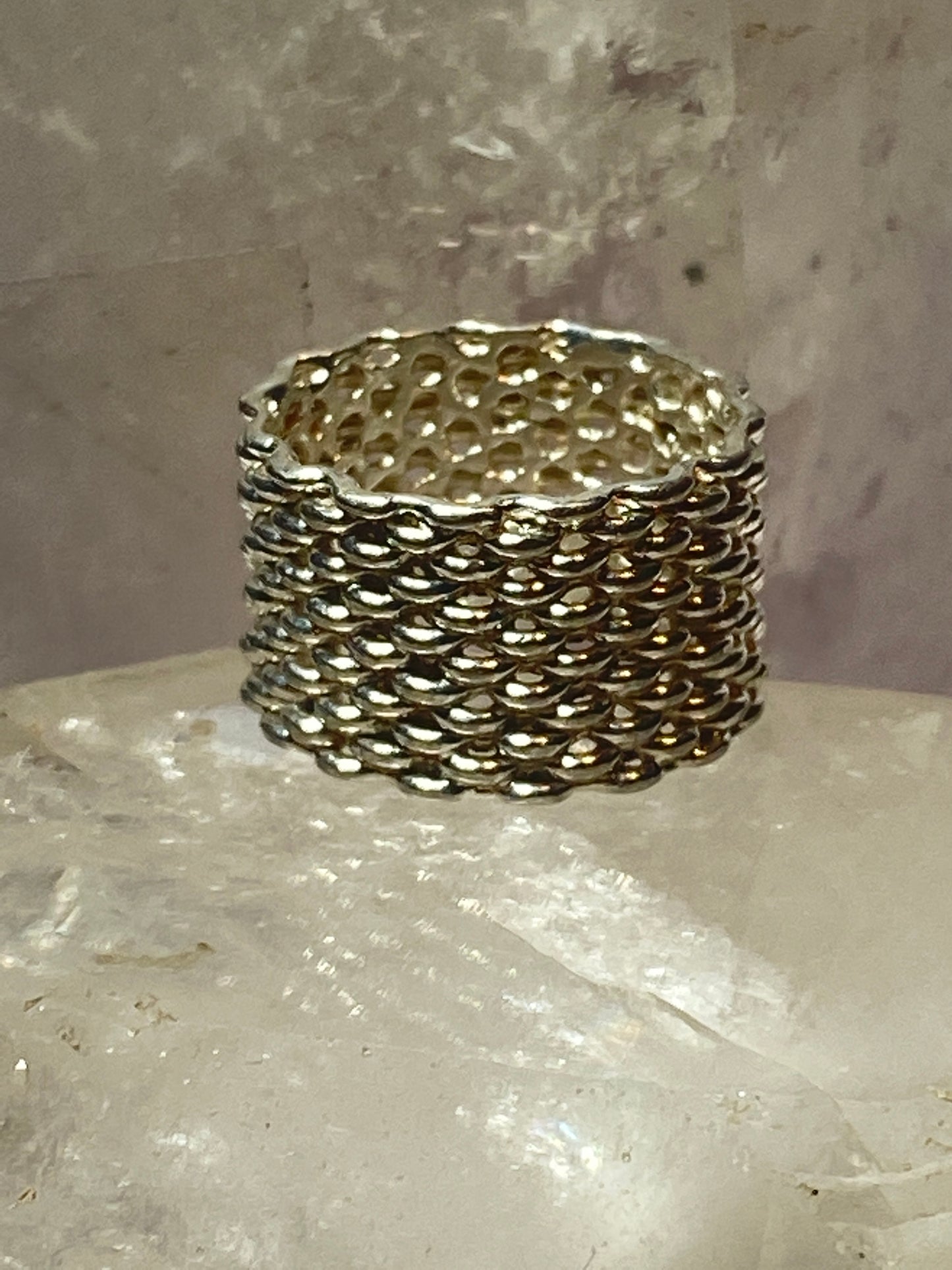 Mesh design ring (does not move)  band sterling silver women girls