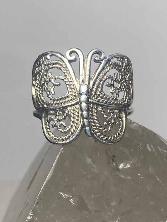 Butterfly ring size 6.75 filigree band sterling silver women girls
